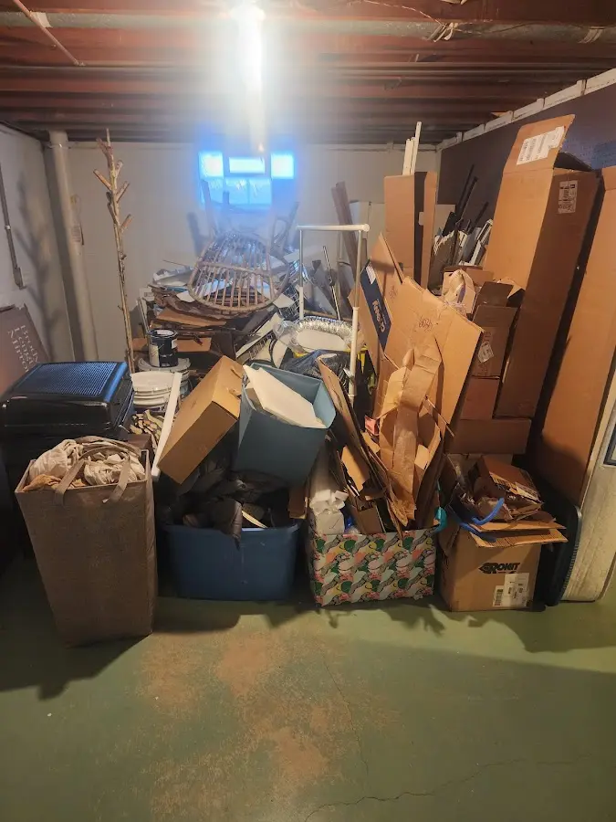 Roll-off dumpster container at job site for 4 Yard Dumpster Rental in Hortonville